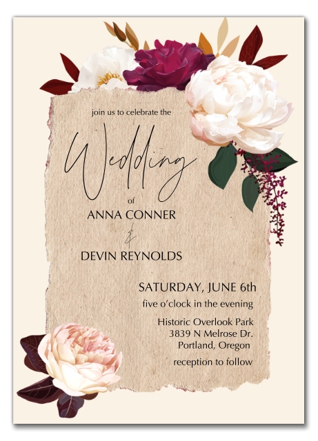 Flower Bouquet 5x7 Acrylic Wedding Invitation