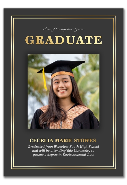 snapfish grad cards 5x7 Foil Cards, Deco Style 5x7 Foil Cards, Grand Grad