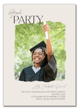 grad party card Classy Graduation Invitations ____ Each card measures 3.625x7.25 inches and is printed on heavy cardstock Purple Script Flat Graduation Party