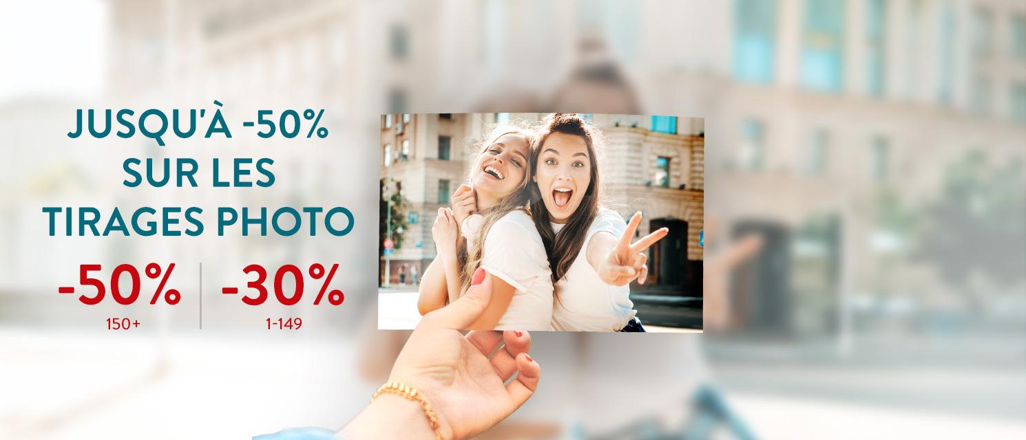 Jusqu'à -50% sur les Tirages Photo