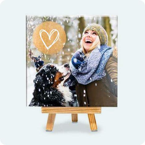 Fotokachel auf Staffelei