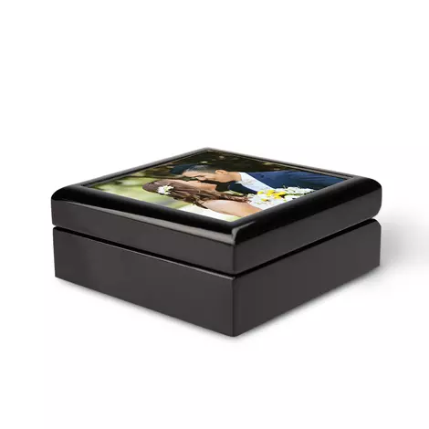 Icon Keepsake Wood Box, Black