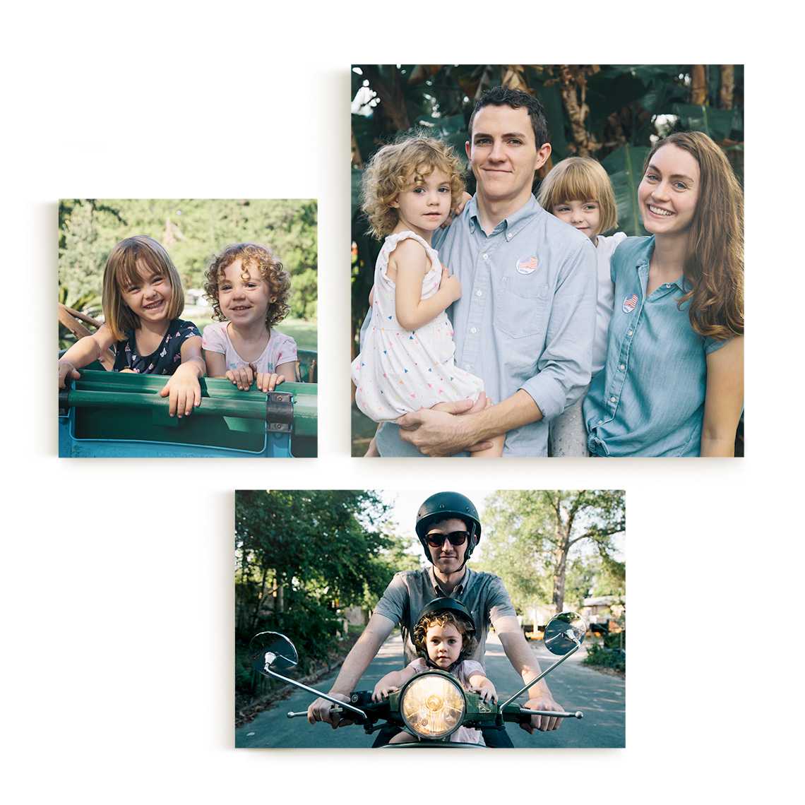 set of 4 photo tile images with family 