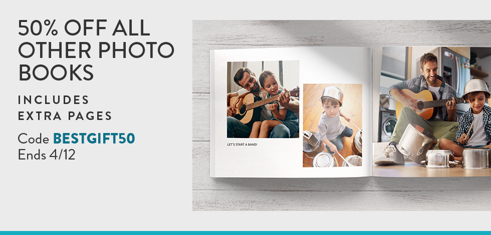 50% off all other Photo Books (Includes extra pages)