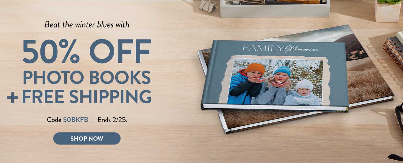 50% off Photo Books + free shipping