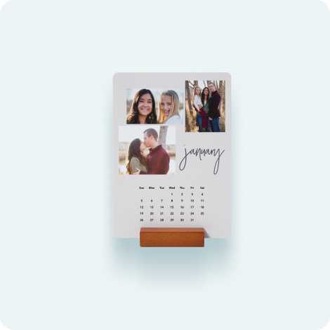 Wood Block Desk Calendar