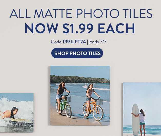 Matte Photo Tiles for $1.99 ea.