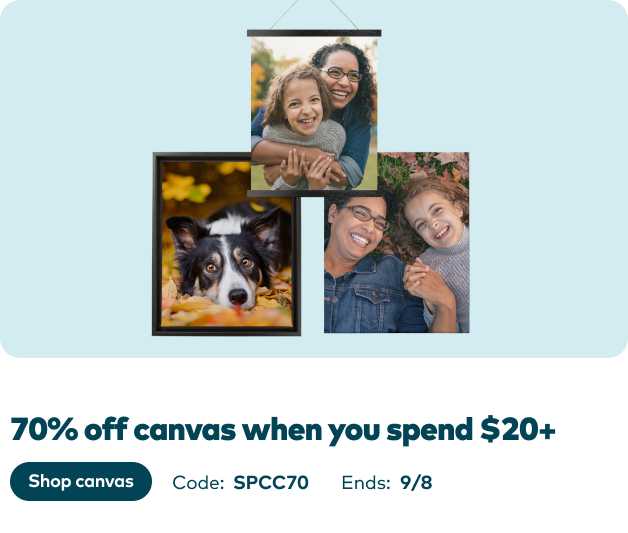 70% off $20+ Canvas Prints