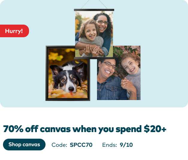 70% off $20+ Canvas Prints