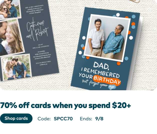 70% off $20+ Cards