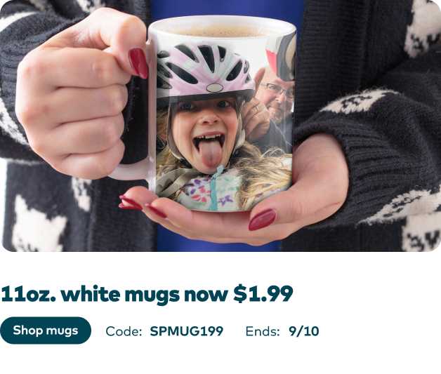 11oz White Mug now $1.99