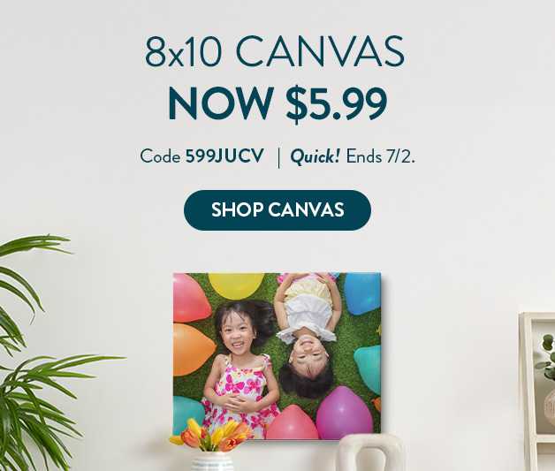 8x10 Canvas Prints for $5.99