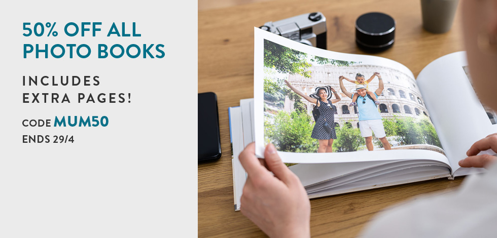 50% off all Photo Books (Including extra pages)