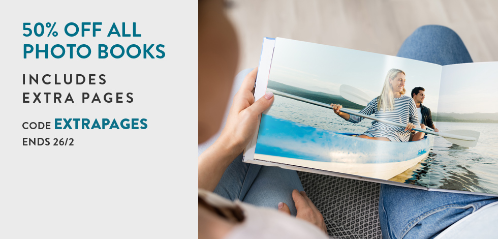 50% off all Photo Books (Includes extra pages)