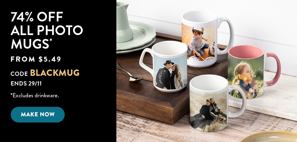 74% off all Photo Mugs*