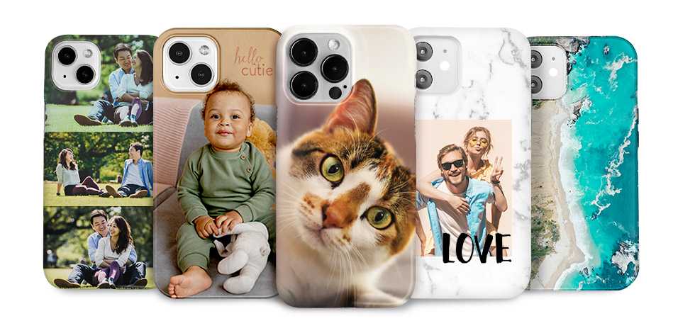 five phone cases with multiple designs