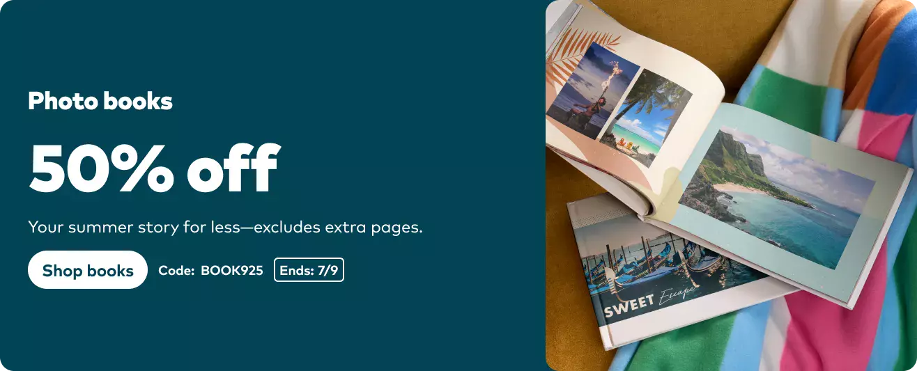 50% off Photo Books excl. extra pages