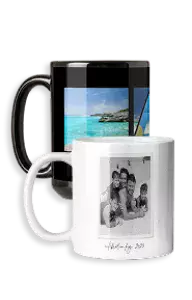 11oz and 15oz cermic mugs personalized with photos and text