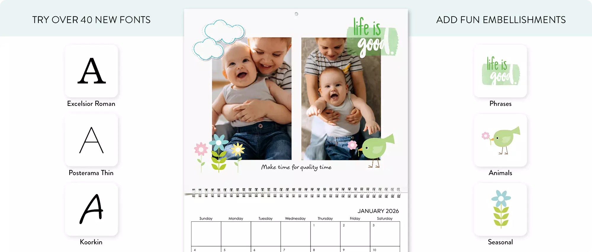 Add fun Embellishments to Calendar