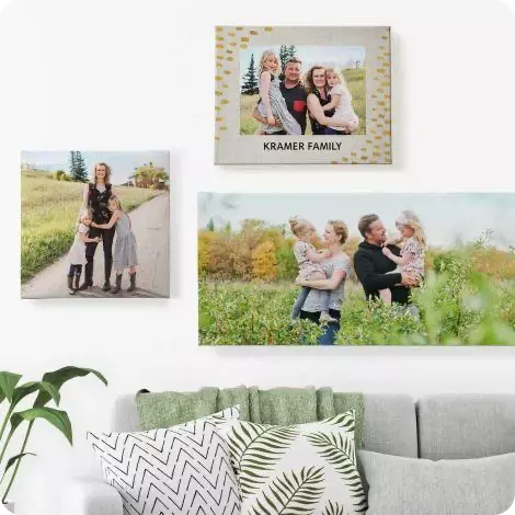Four canvas prints on wall