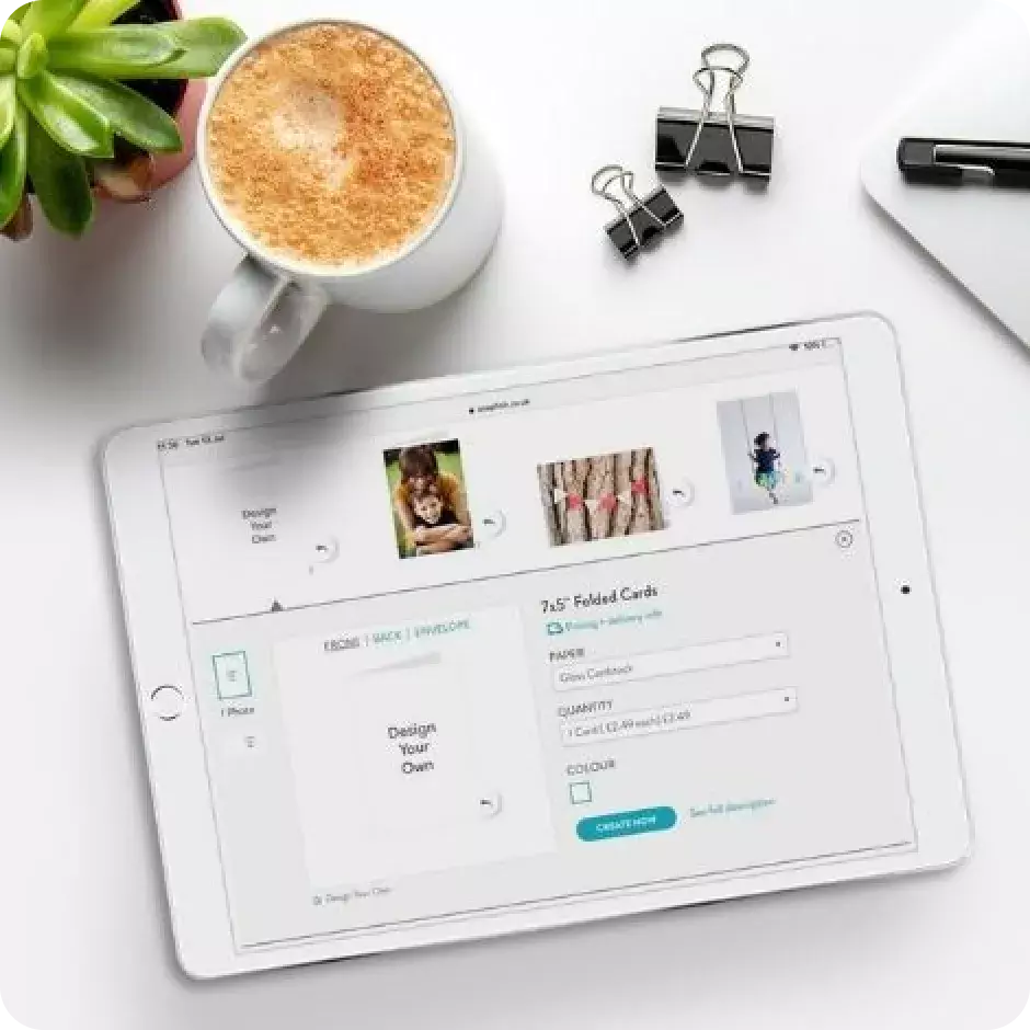 Ipad showing a screen of Snapfish app