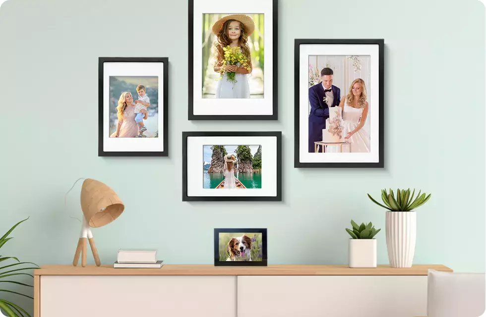 Close up of framed print