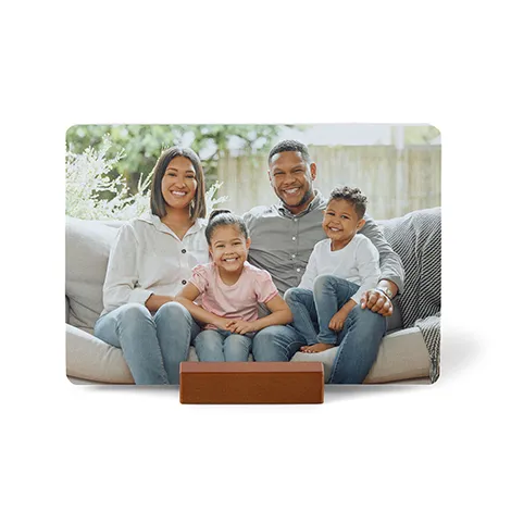 Set of 12 cardstock prints comes with wood stand display