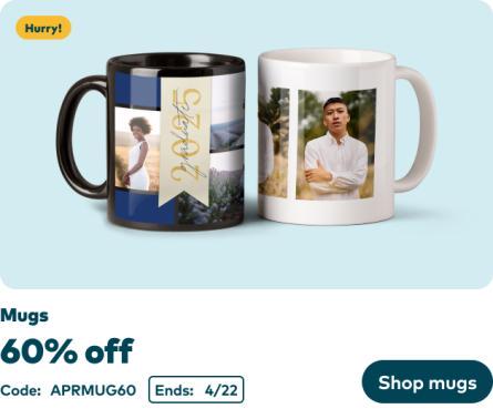 60% off Photo Mugs