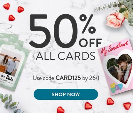 50% off personalised cards