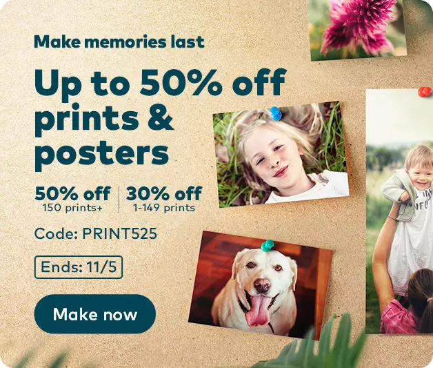 Up to 50% off prints and posters