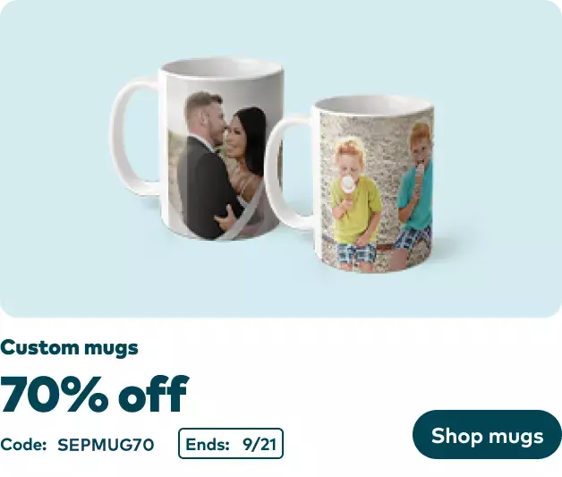 70% off 11oz. and 15oz. mugs
