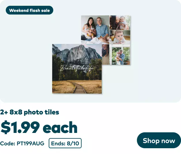 2 or more 8x8 photo tiles now $1.99 each