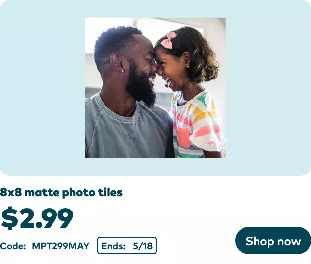 8x8 Matte Photo Tiles now $2.99