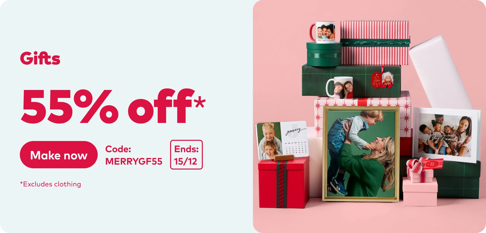 55% off Gifts *excl clothing.