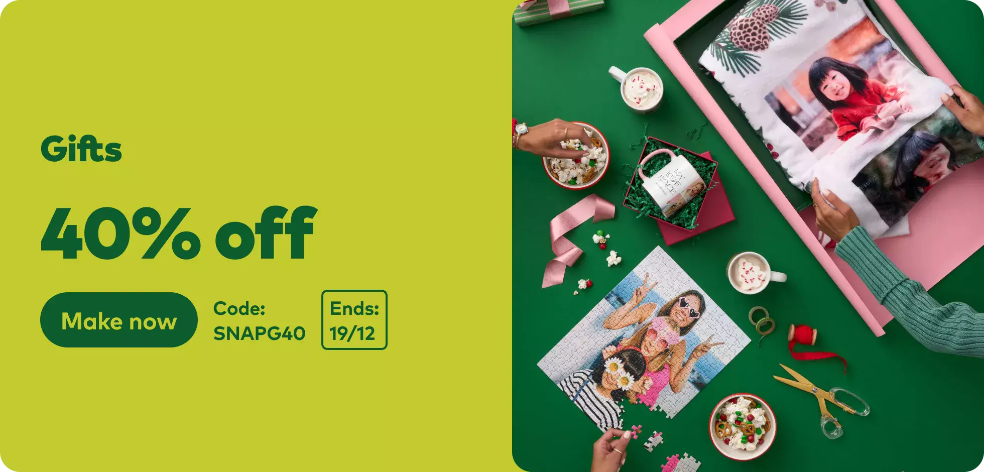 40% off gifts. Code SNAPG40