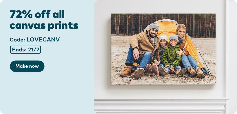 72% off all Canvas Prints