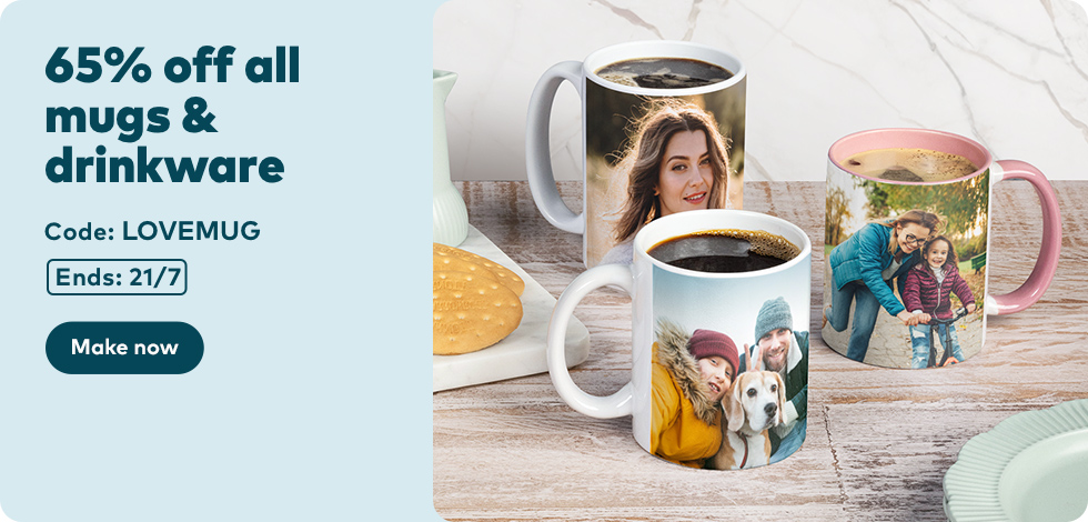 65% off all Mugs & Drinkware