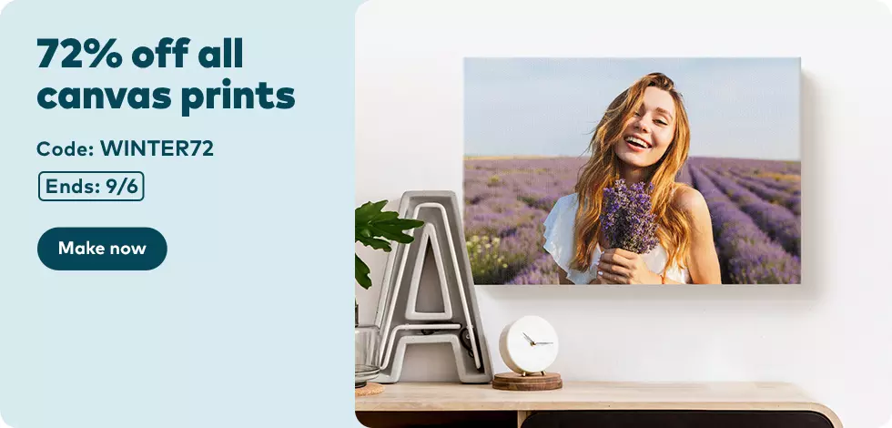 72% off all Canvas Prints