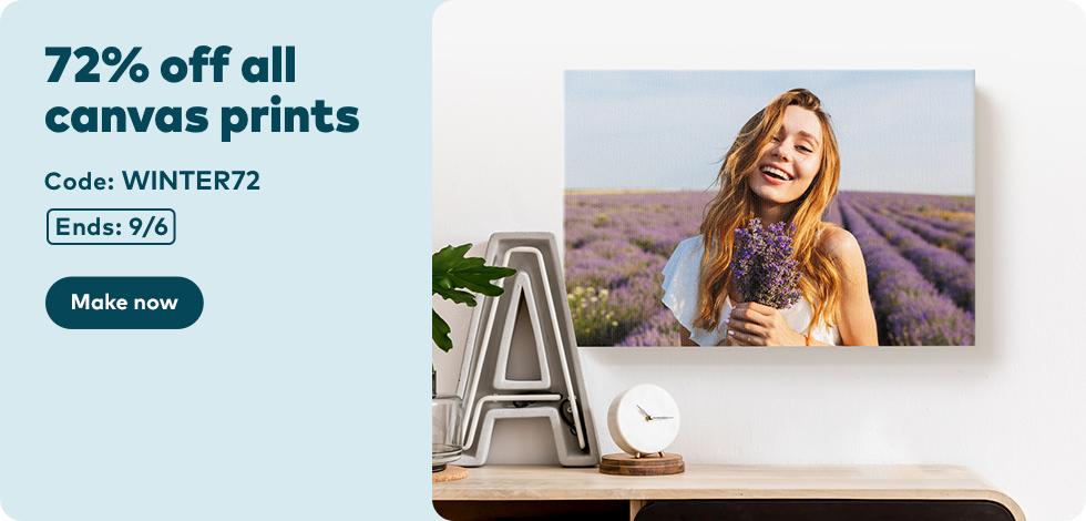 72% off all Canvas Prints