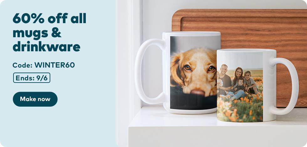60% off all Mugs, Bottles & Drinkware