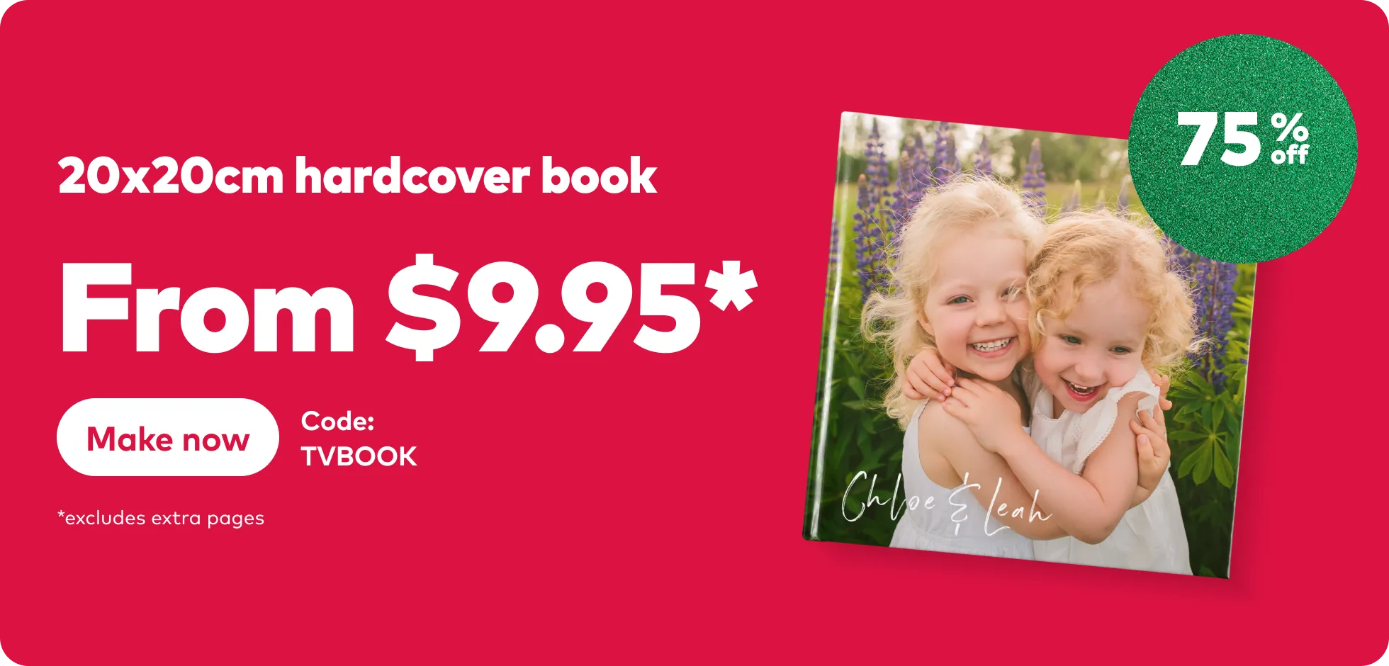 75% off 20x20cm Hardcover Book*