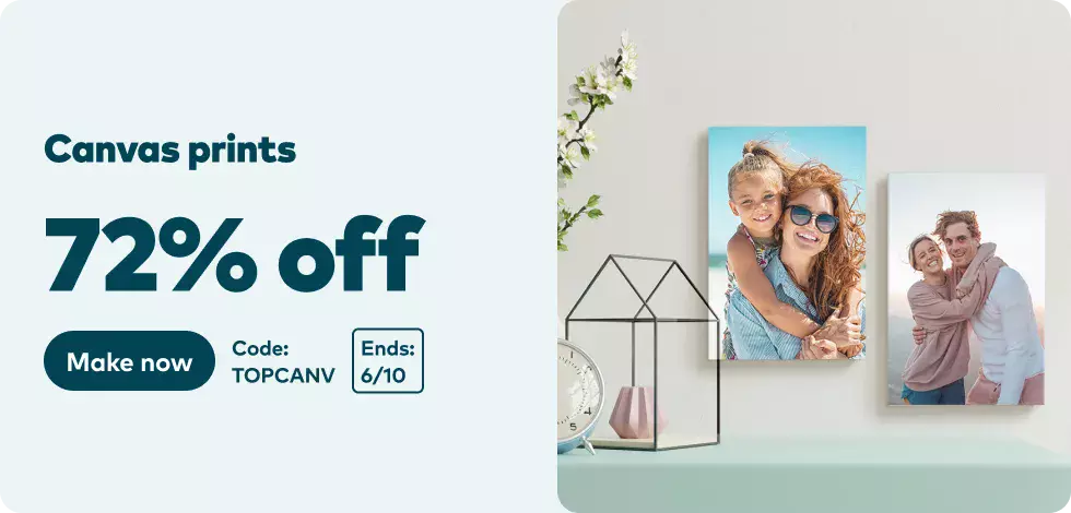 72% off all Canvas Prints