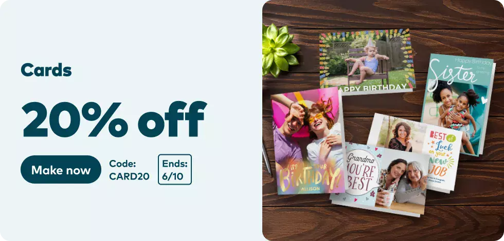 20% off all Cards. From $2.20