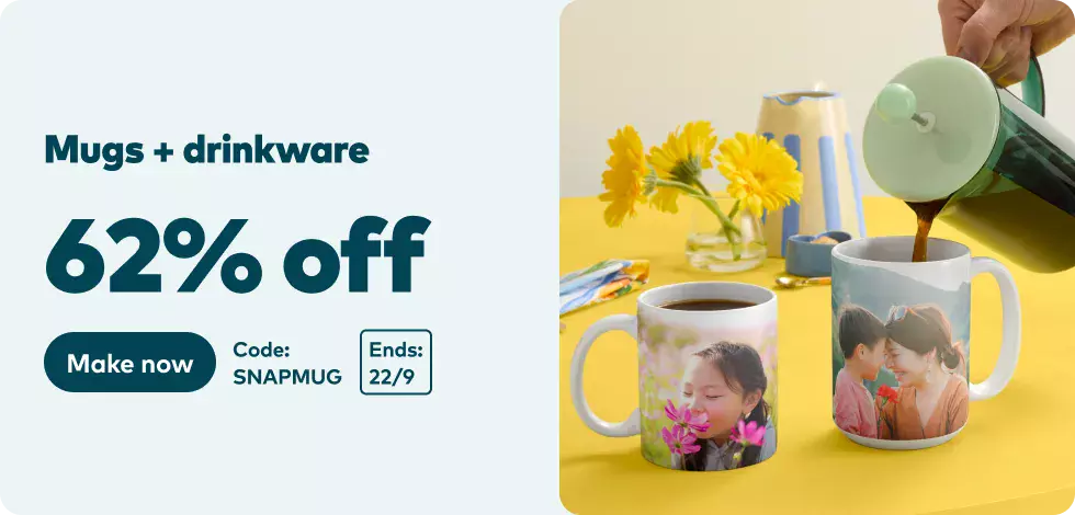 62% off all Mugs & Drinkware