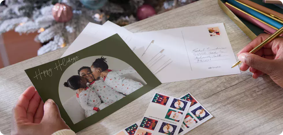 Postcards hanging on the wall