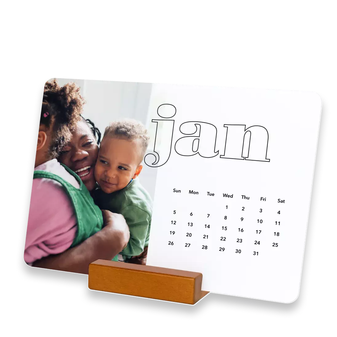 Wood block desk calendar