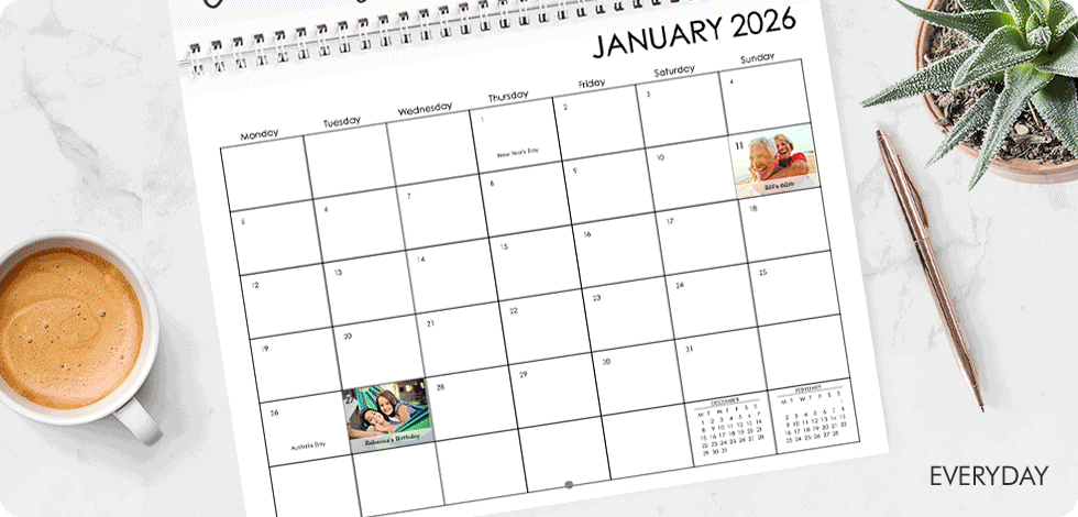 calendar grids, personalised calendar, photo calendar, customised calendar, make your own calendar