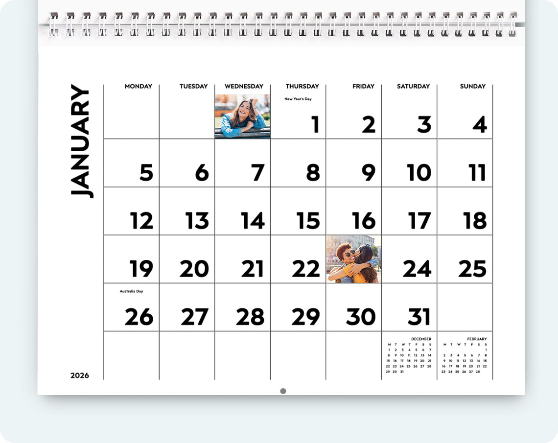calendar grids, personalised calendar, photo calendar, customised calendar, make your own calendar